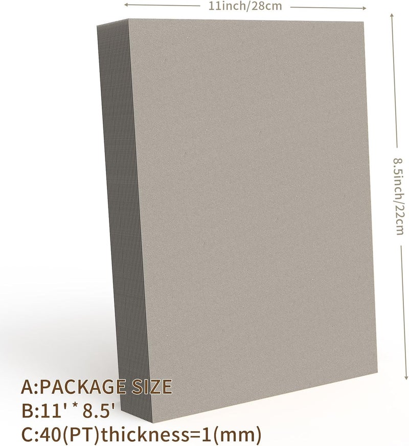 BESBEZOS Chipboard Sheets 8.5" X 11", 25 Sheets of 40PT (Point) Chip Board for Book Binding, Perfect for Scrapbooking, Shipping Insert & Backing Picture Frames - Image 2